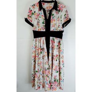 NWT Unique Vintage Chiffon Swing Floral Dress M